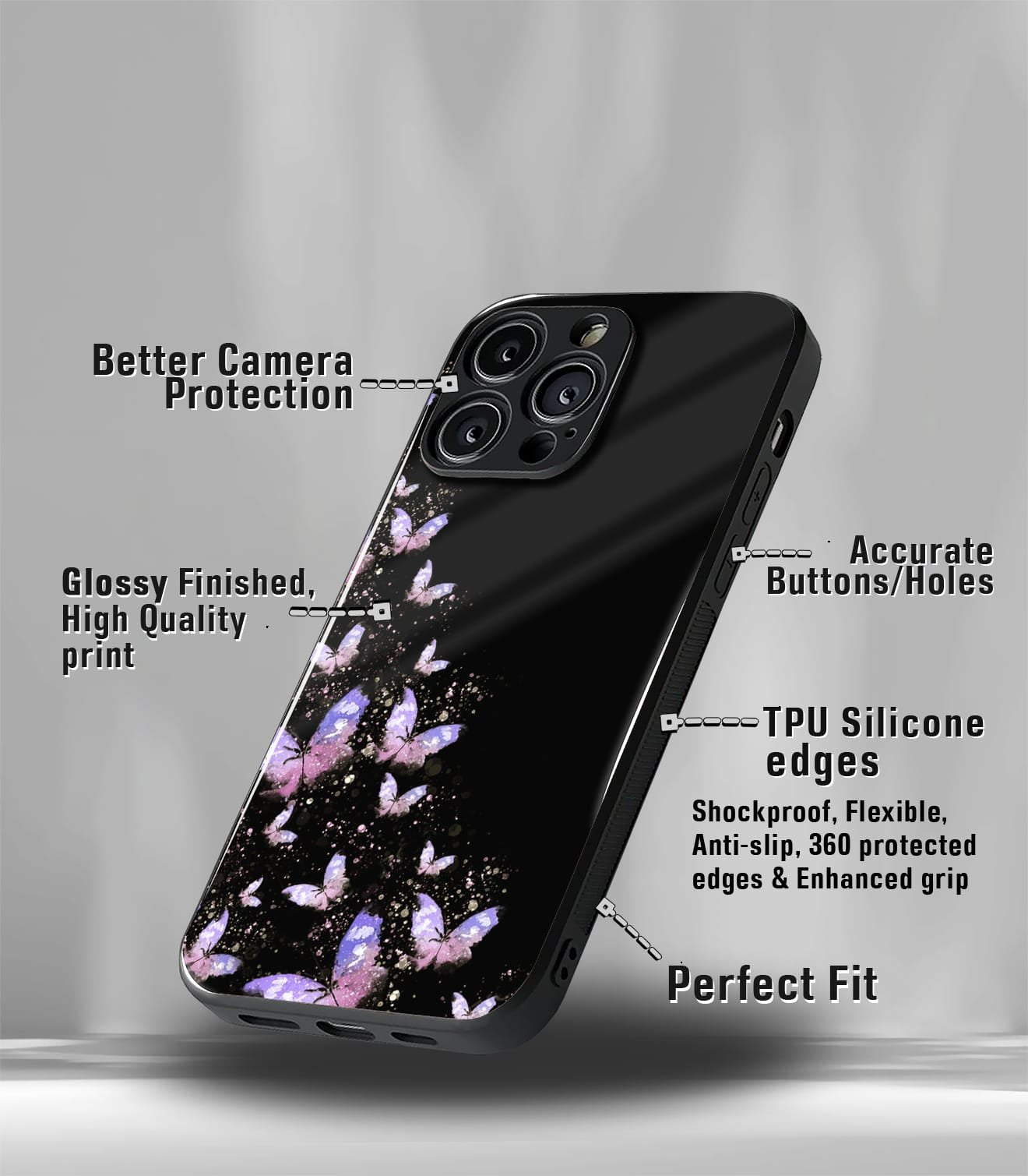 'for her' premium glossy floral/ aesthetic phone case compatible for every phone models.