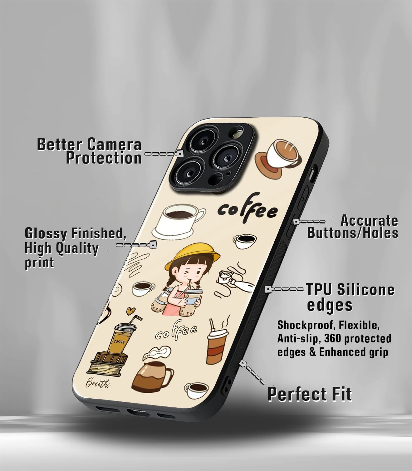 'for her' premium glossy floral/ aesthetic phone case compatible for every phone models.