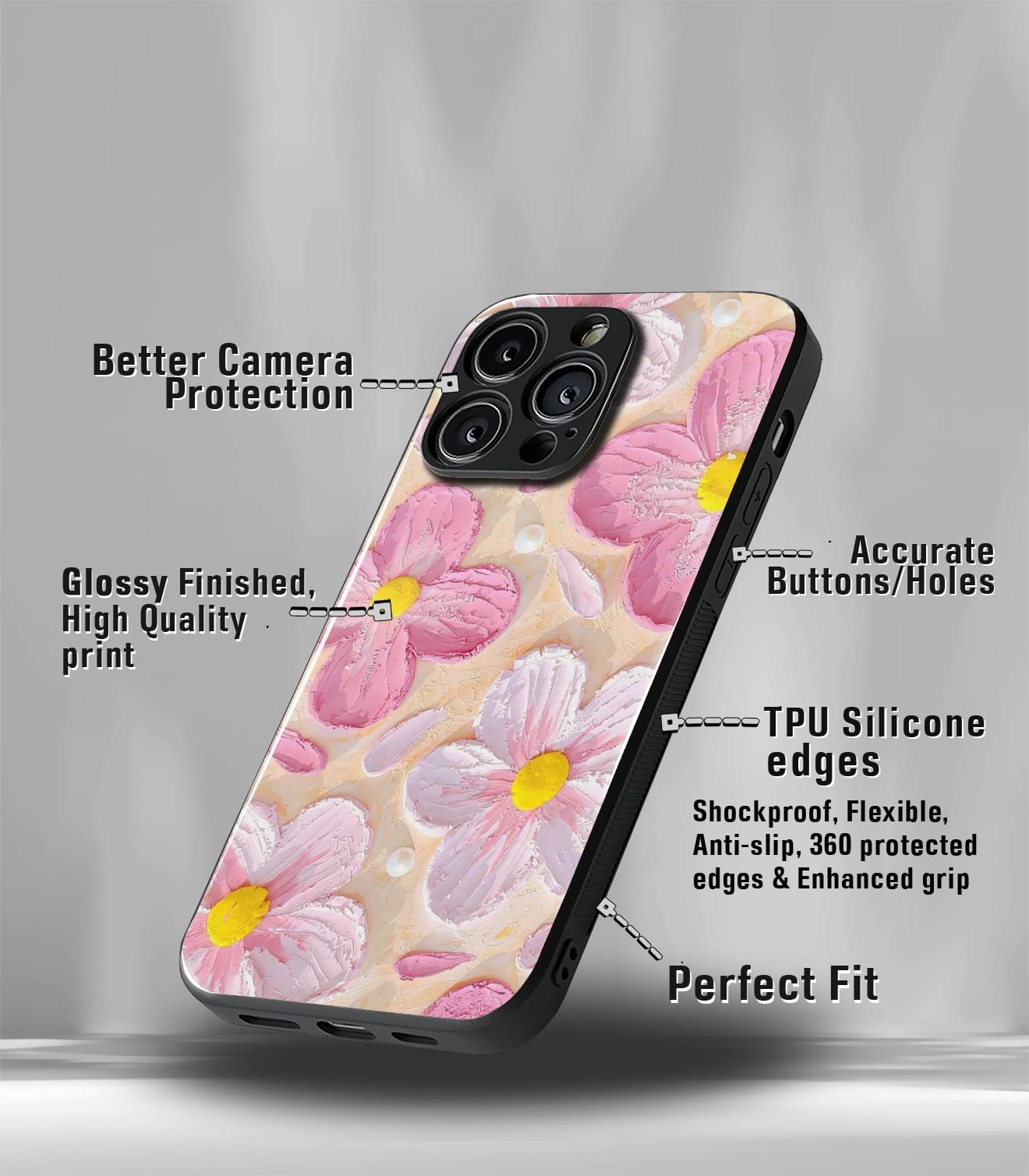 'for her' premium glossy floral/ aesthetic phone case compatible for every phone models.