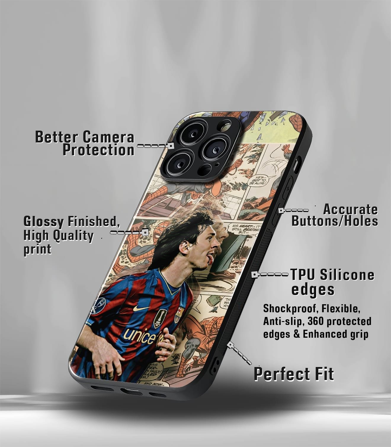 lionel messi goat edition premium glossy phone case.