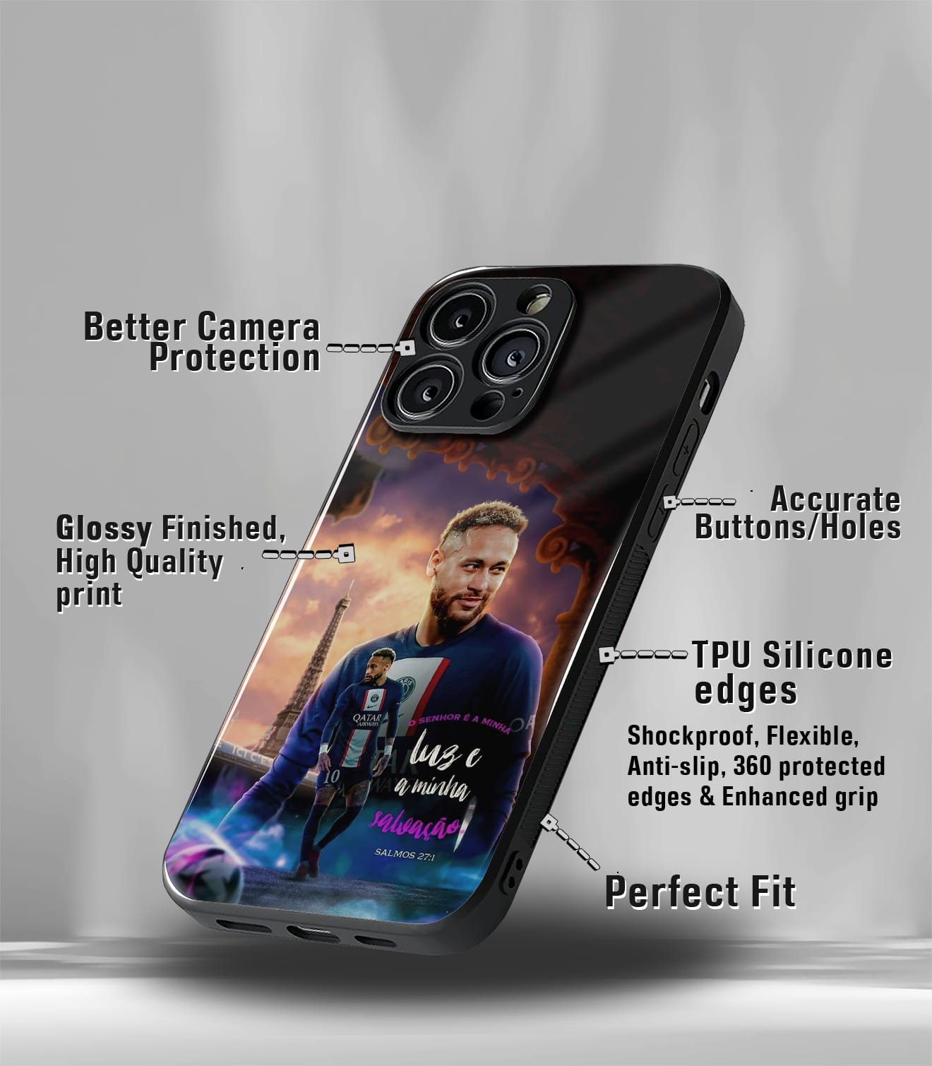 neymar junior goat edition premium glossy phone case.