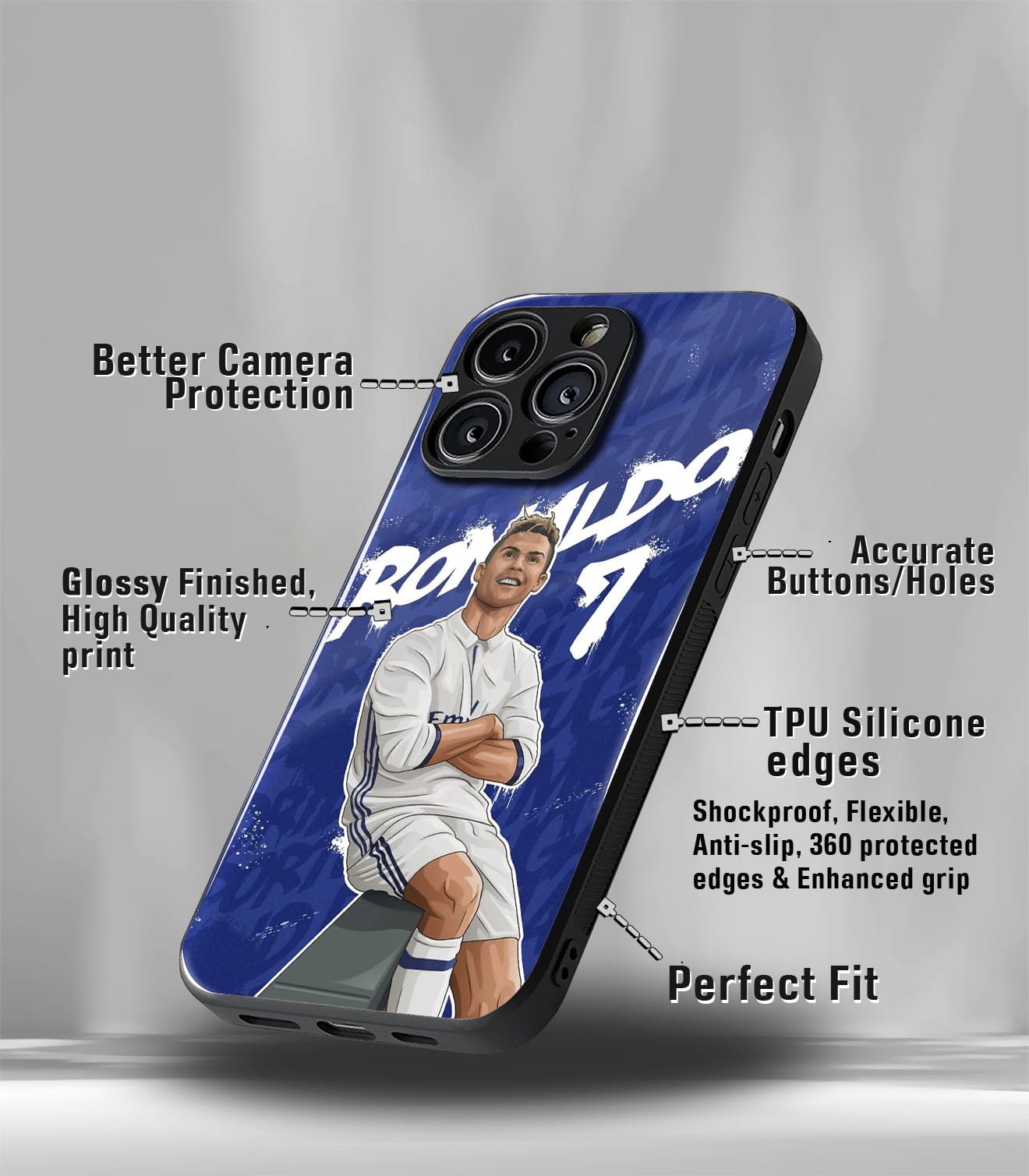 cristiano ronaldo goat cr7 edition premium glossy phone case.
