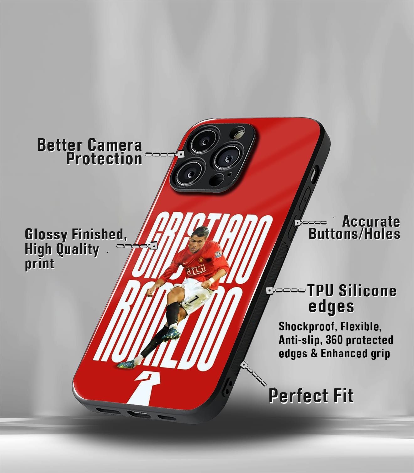 cristiano ronaldo goat cr7 edition premium glossy phone case.