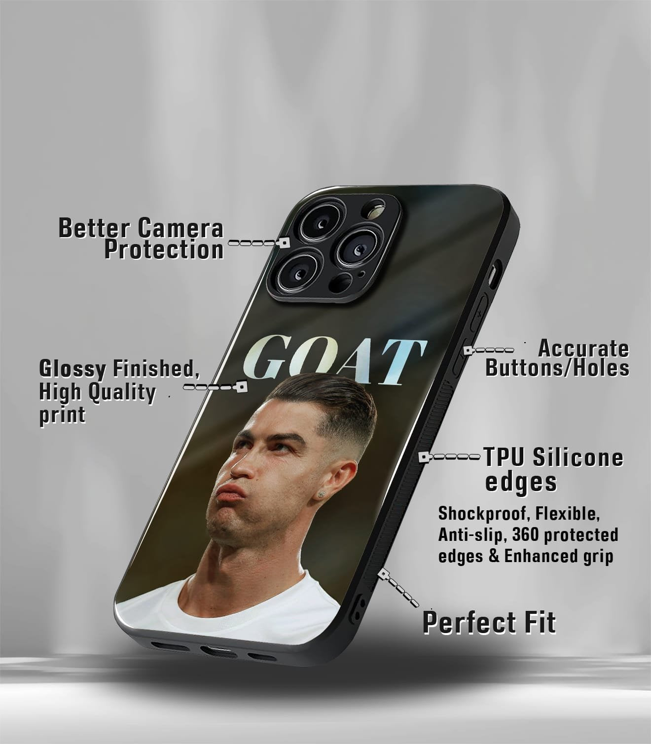 cristiano ronaldo goat cr7 edition premium glossy phone case.