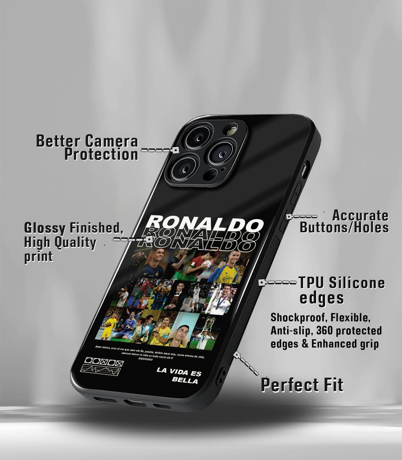 cristiano ronaldo goat cr7 edition premium glossy phone case.