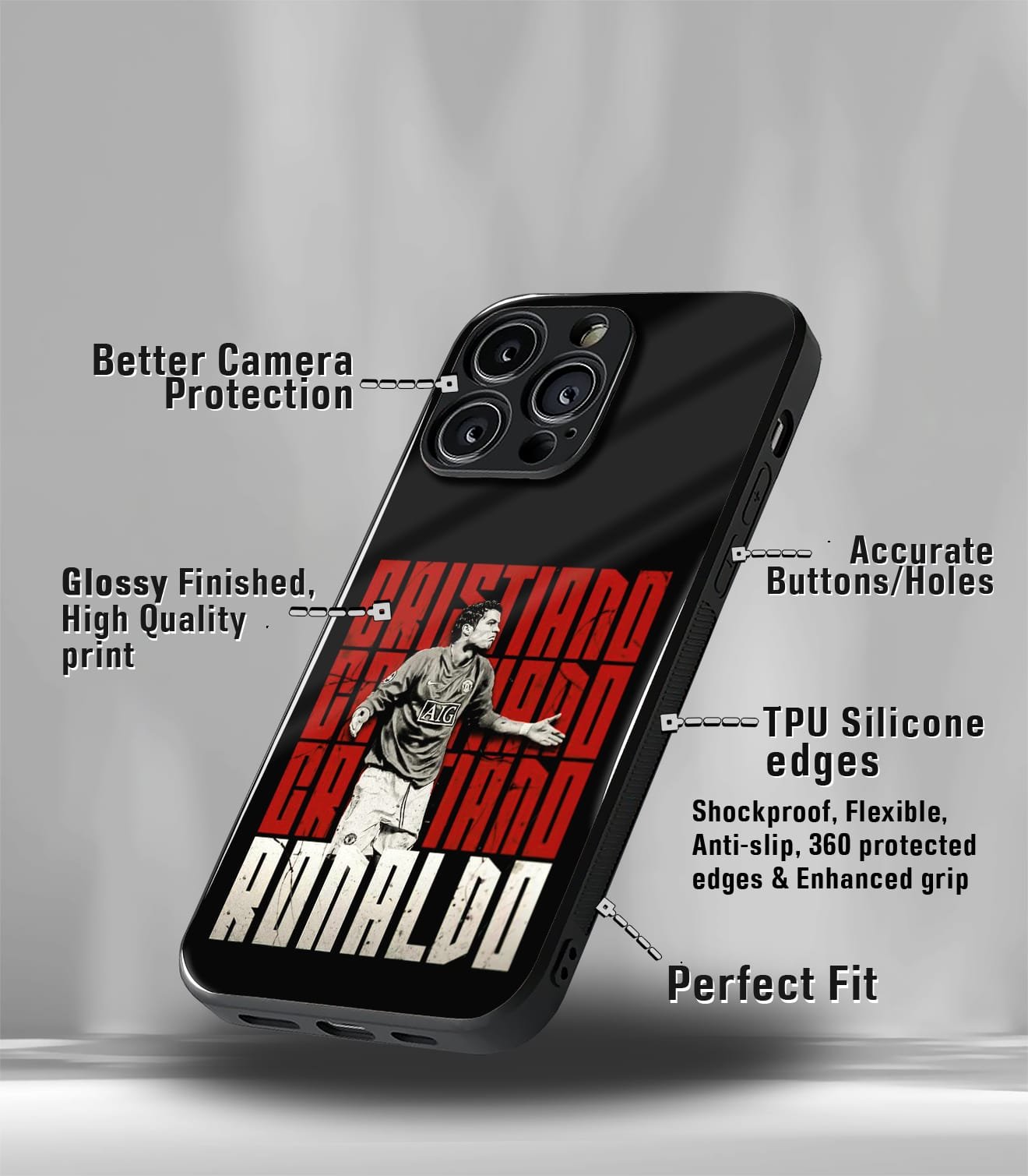 cristiano ronaldo goat cr7 edition premium glossy phone case.