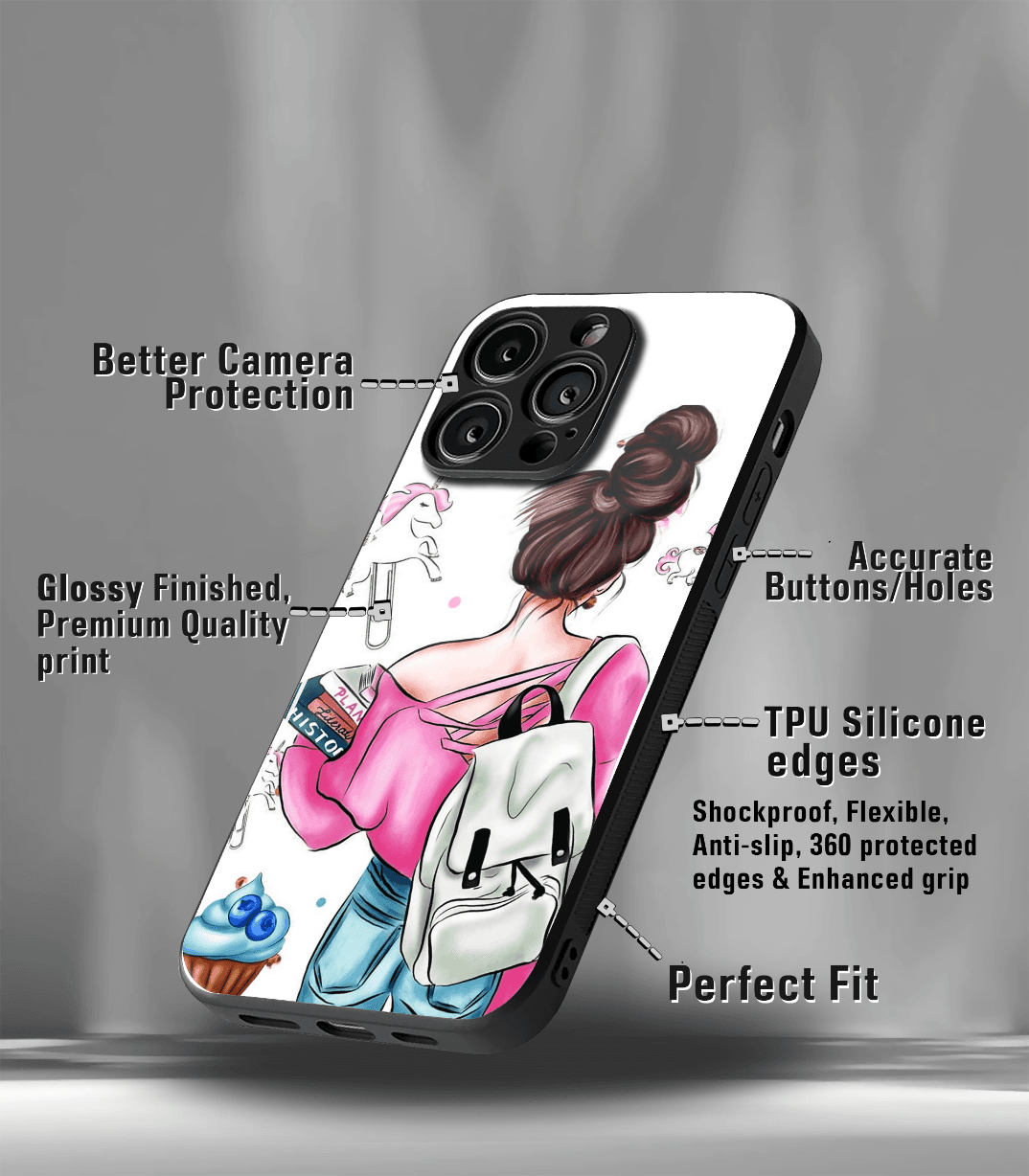 'for her' premium glossy floral/ aesthetic phone case compatible for every phone models.