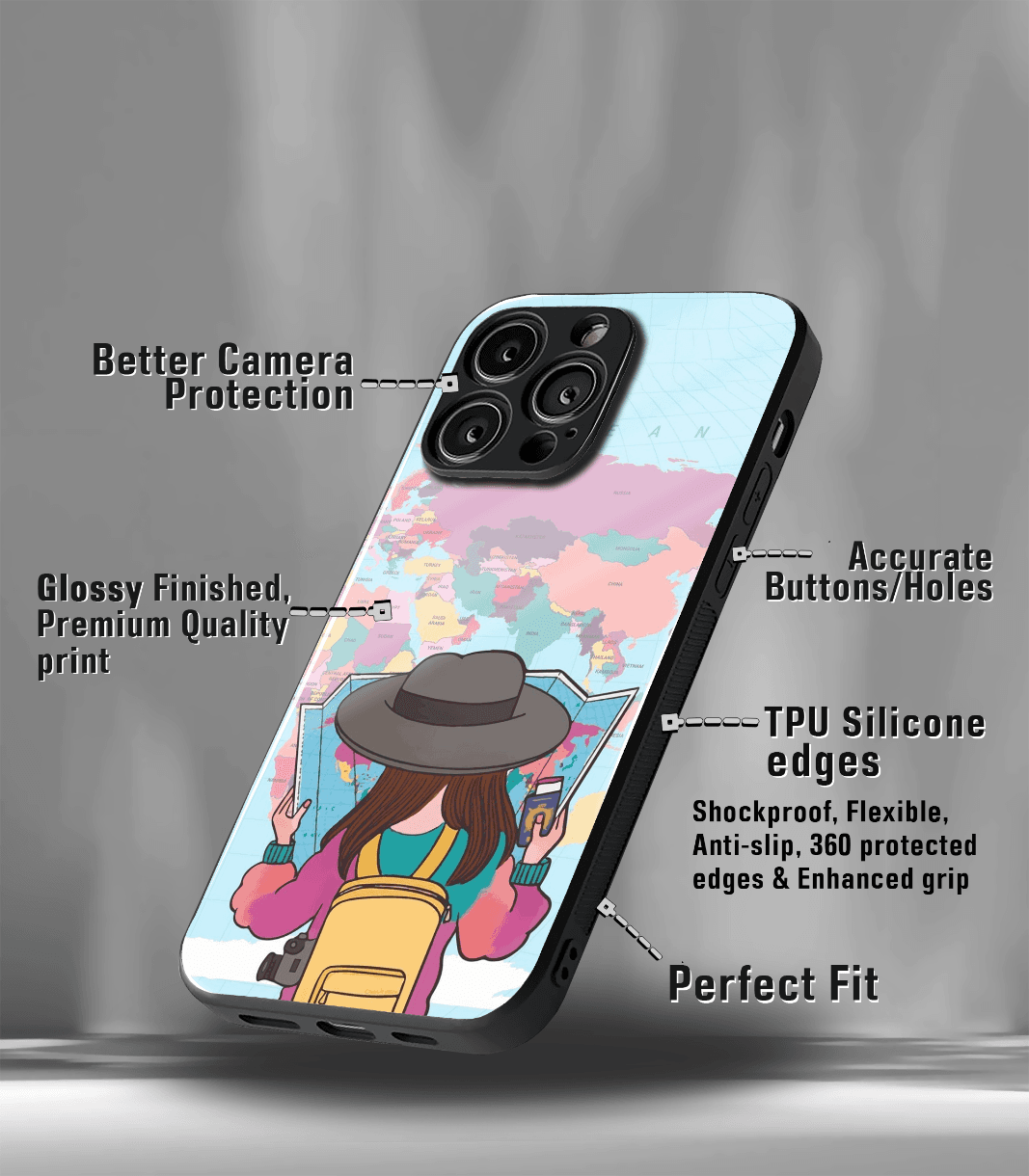 'for her' premium glossy floral/ aesthetic phone case compatible for every phone models.