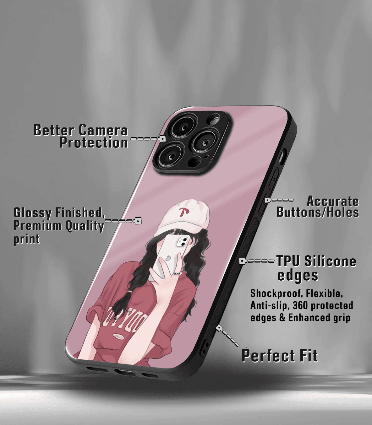 'for her' premium glossy floral/ aesthetic phone case compatible for every phone models.