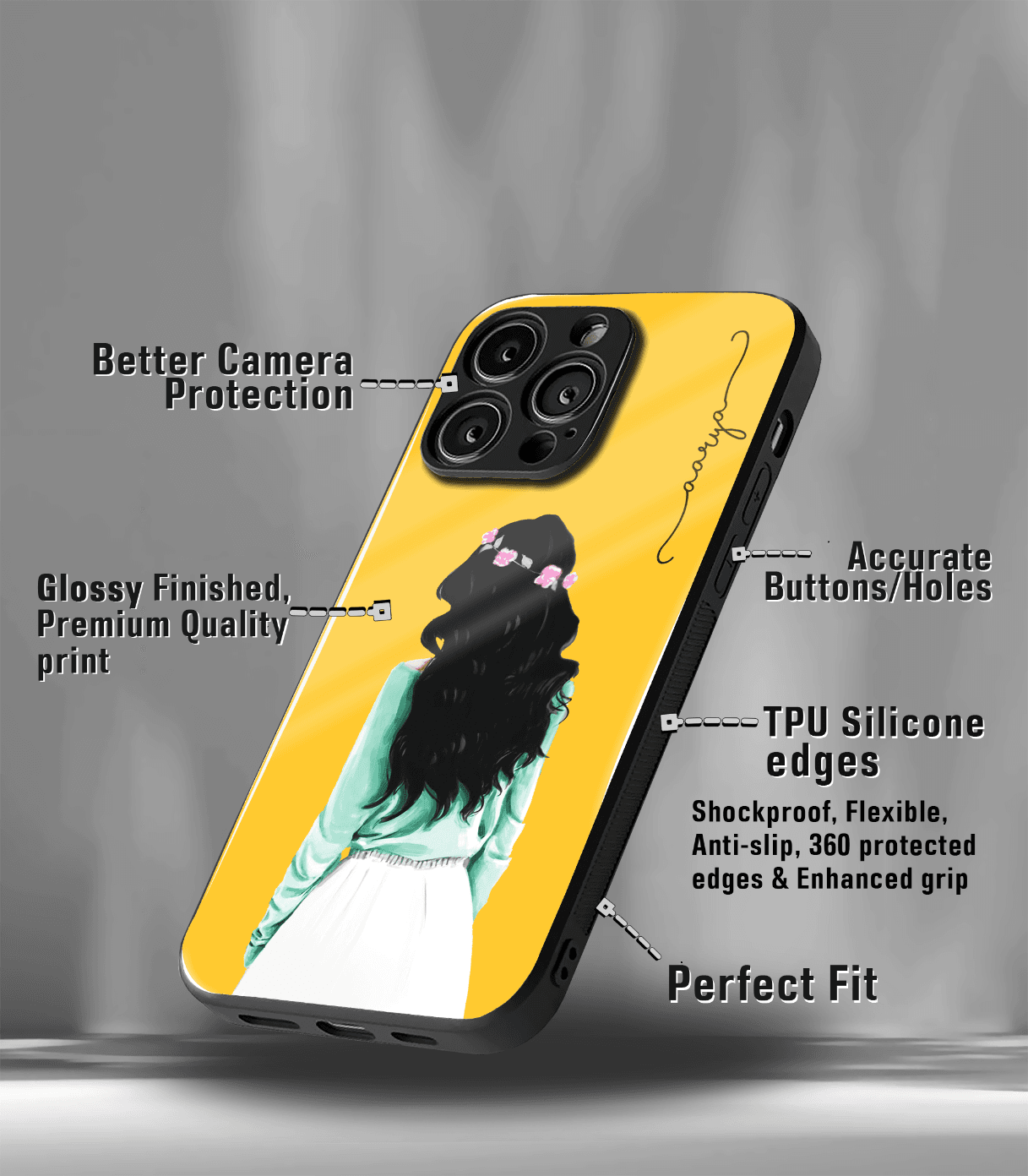 'for her' premium glossy floral/ aesthetic phone case compatible for every phone models.
