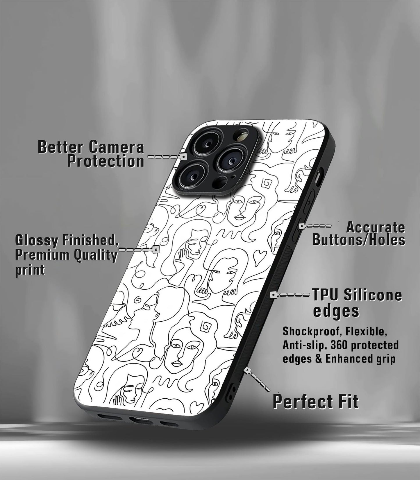 'for her' premium glossy floral/ aesthetic phone case compatible for every phone models.
