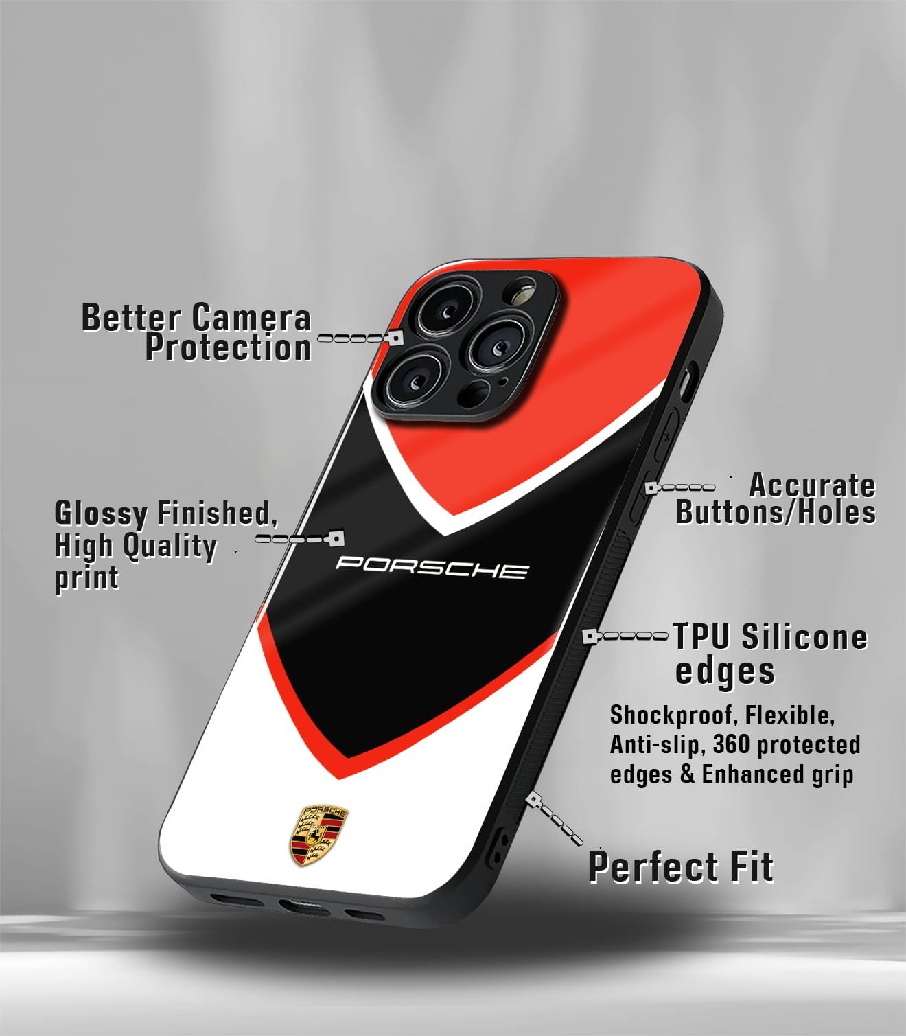 porsche red premium glossy phonecase