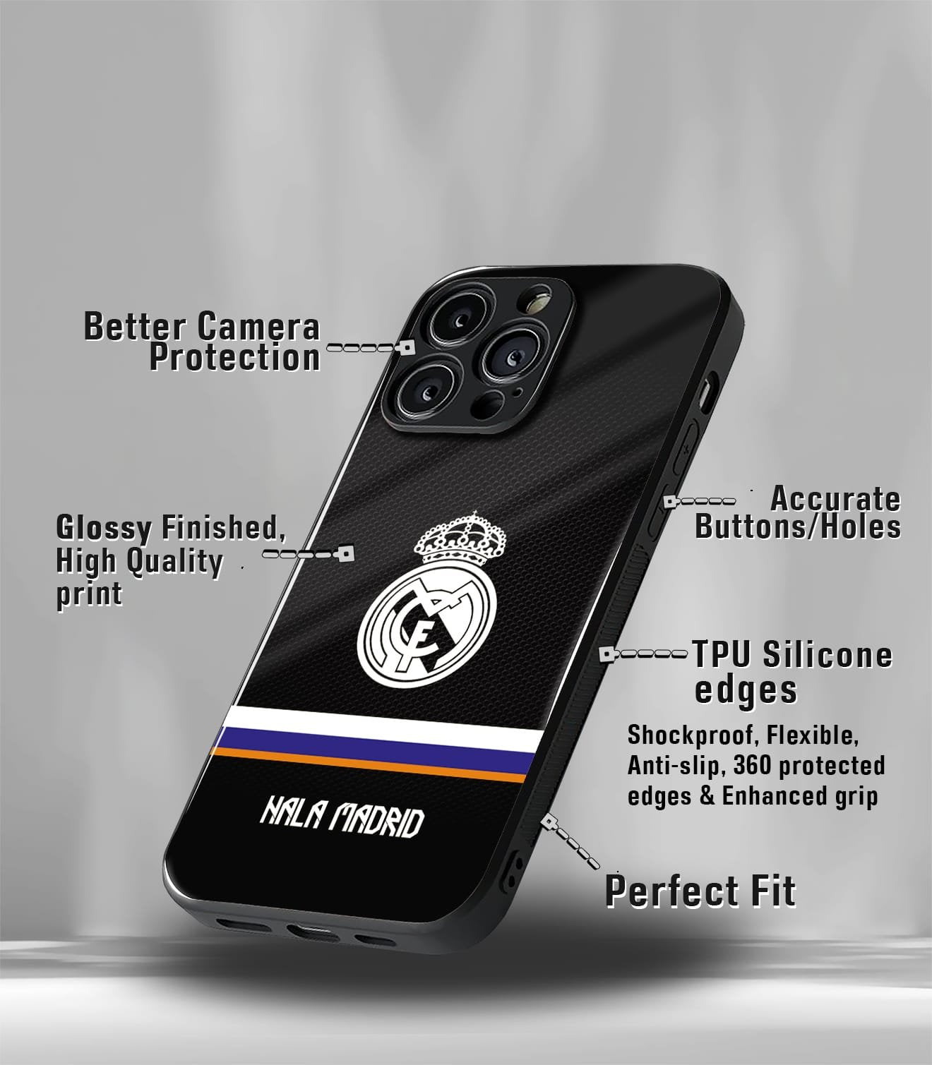 real madrid premium glossy phonecase