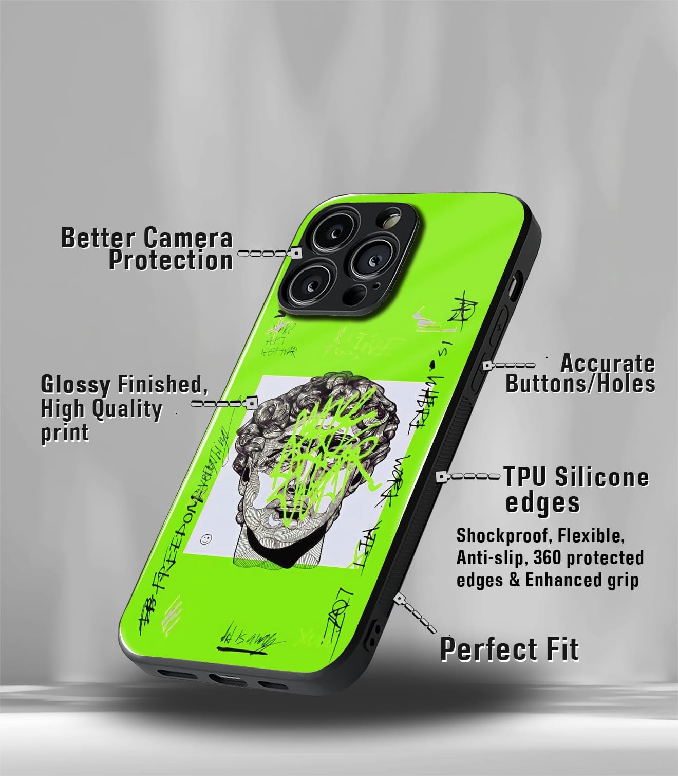 green statue premium glossy phonecase