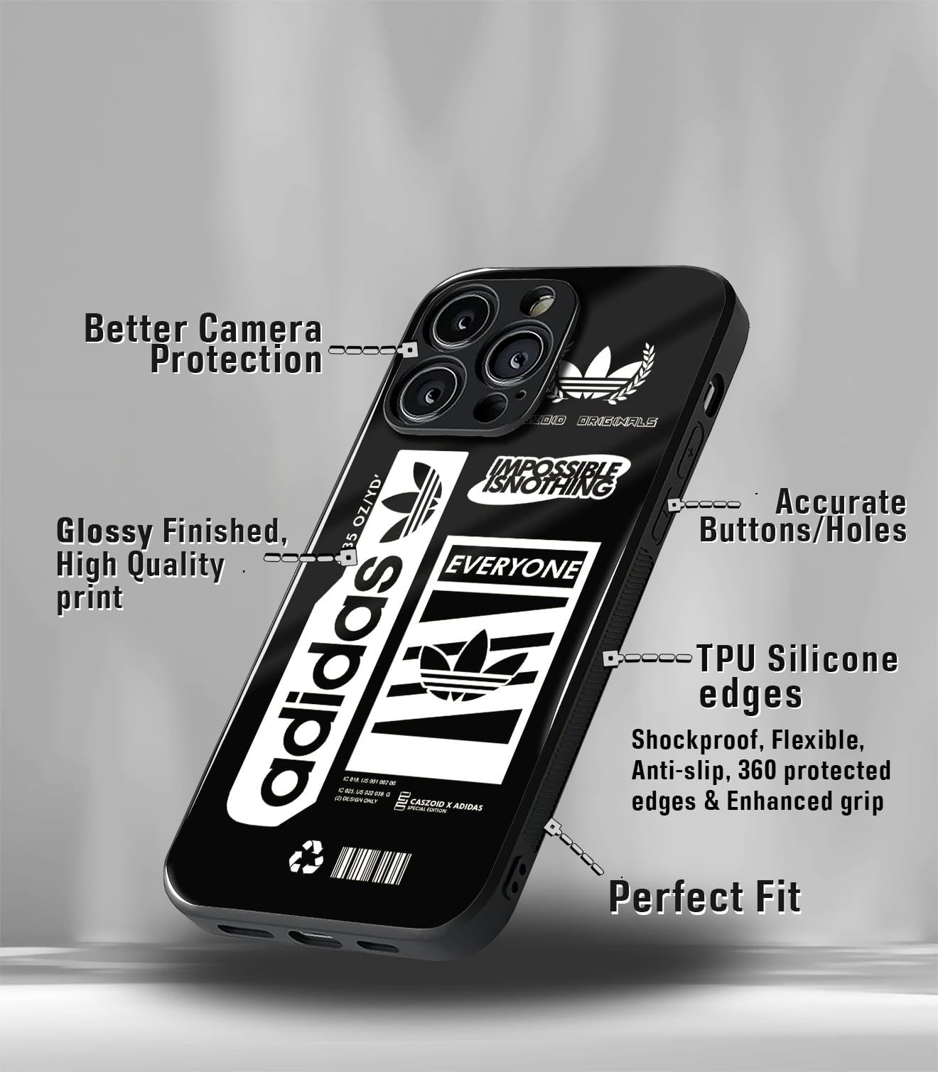 black cutouts premium glossy phonecase