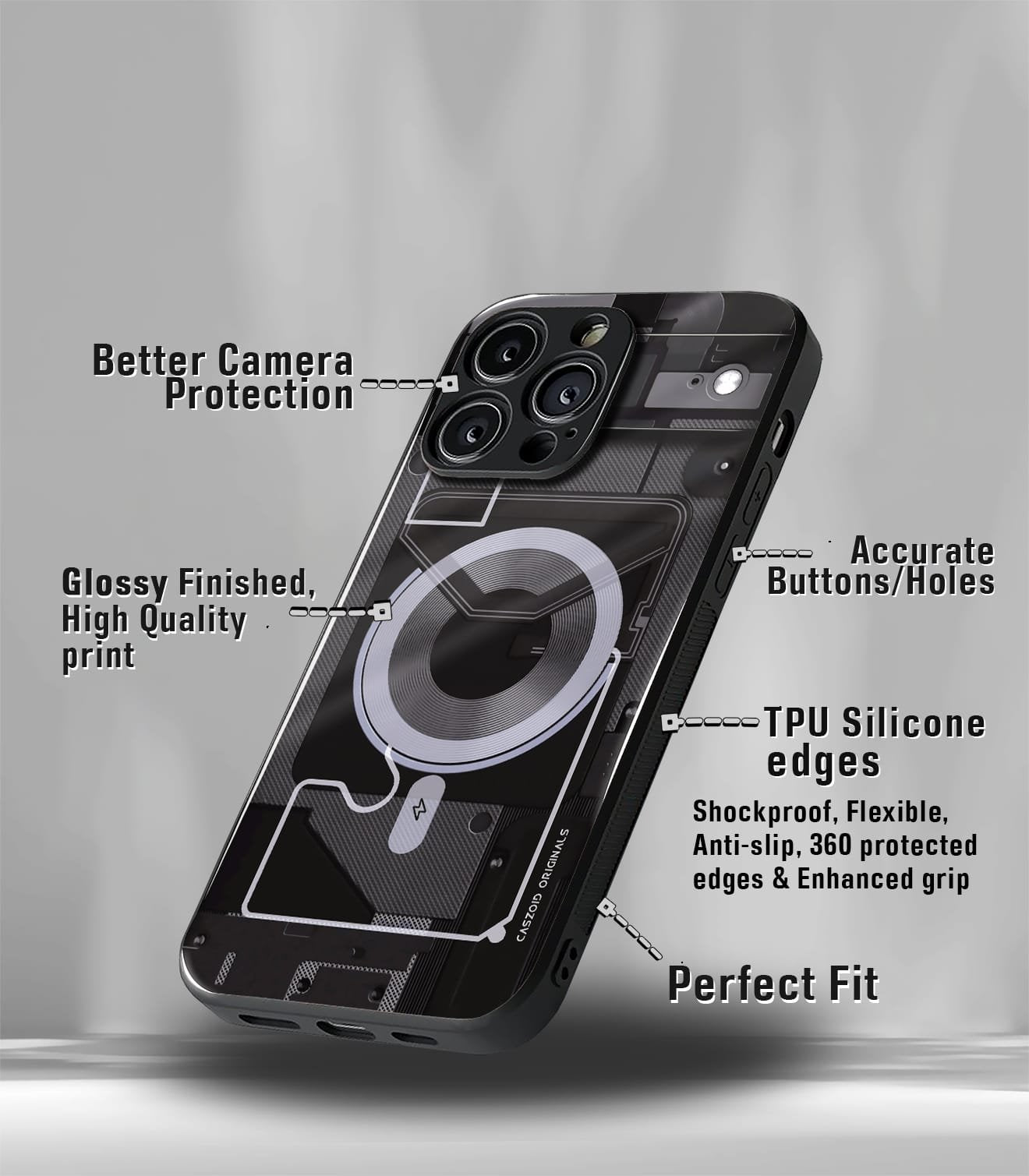 grey cyber edition premium glossy phonecase