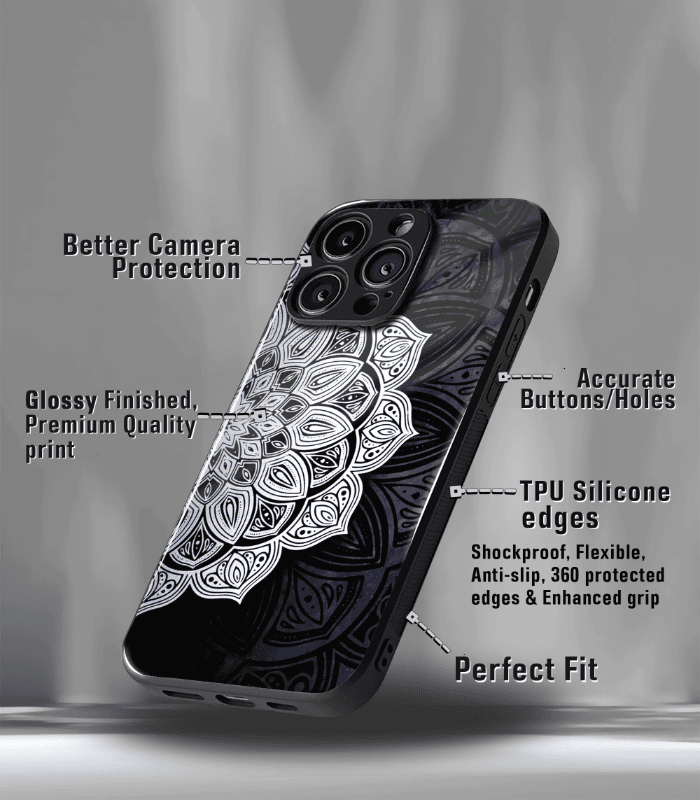 black mandala art premium phone case