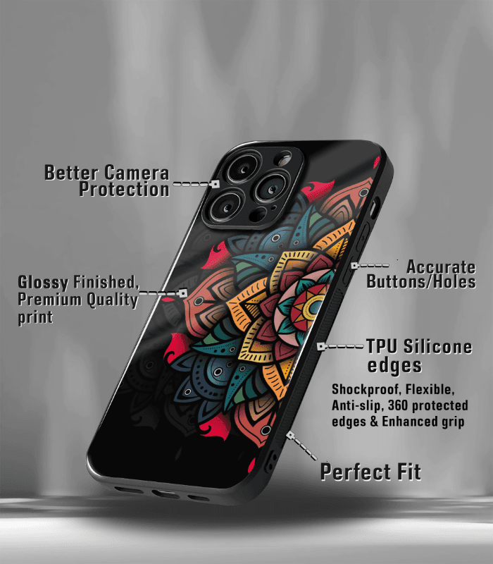 dark colorful mandala art premium phone case