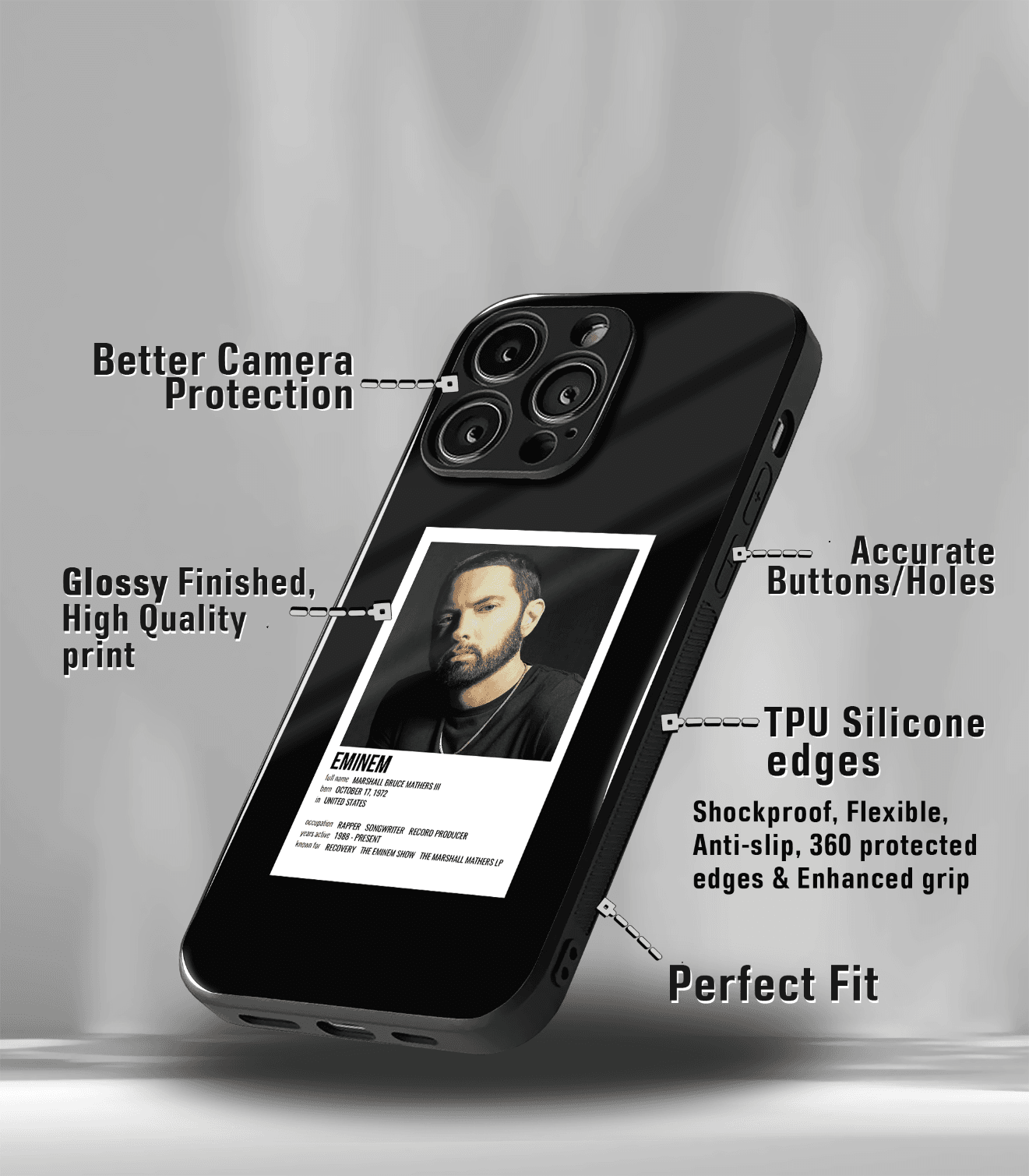 eminem premium glossy phone case compatible for all phone models!