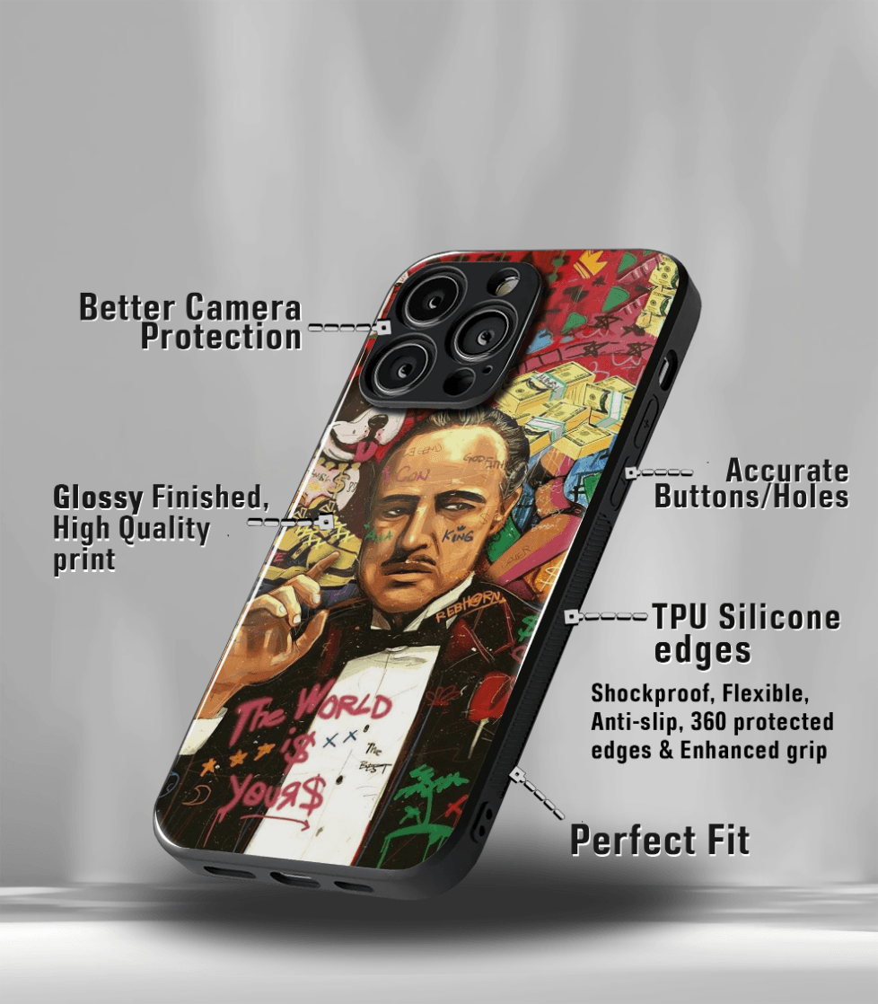 god father premium glossy phone case compatible for all phone models!