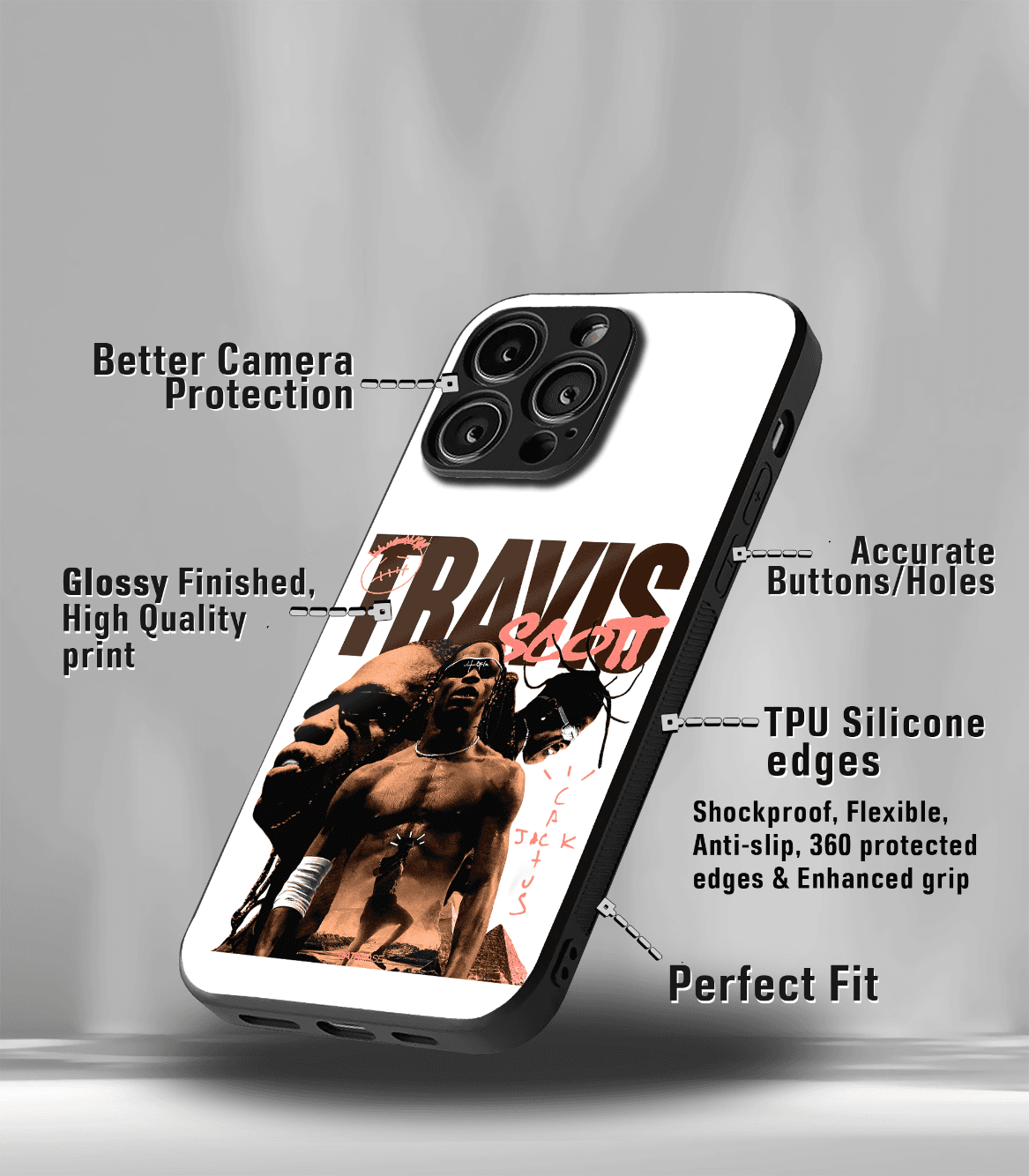 travis scott premium glossy phone case compatible for all phone models!