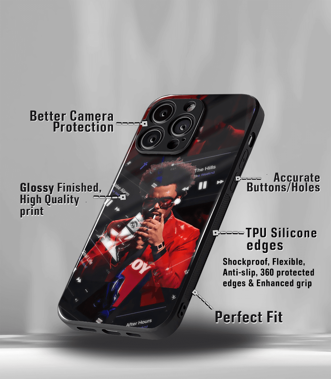 the weeknd premium glossy phone case compatible for all phone models!