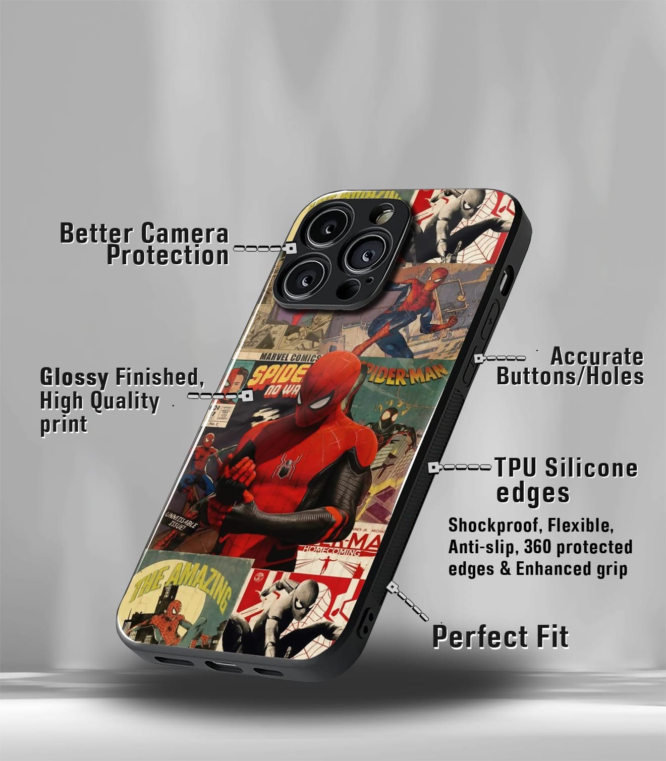 superhero edition premium glossy phone case compatible for all phone models!