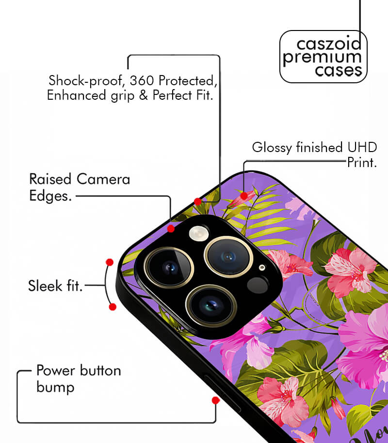 colorful floral customized name printed premium glossy phone case