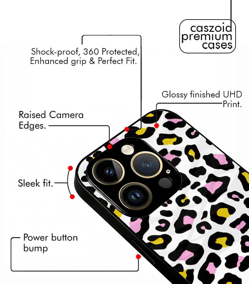 aesthetic leopard pattern customized name printed premium glossy phone case