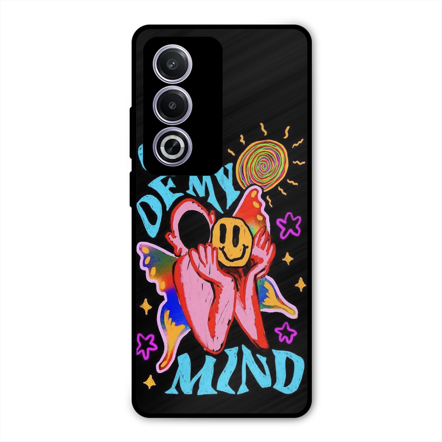 OUT OF MIND PSYCH FLORAL BLACK PREMIUM GLOSSY PHONECASE FOR OPPO A3 PRO