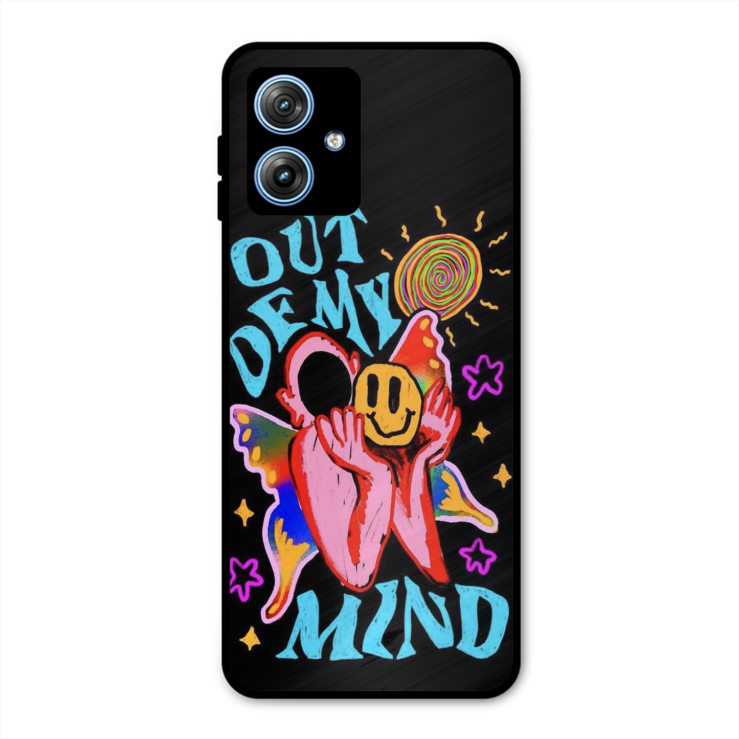 OUT OF MIND PSYCH FLORAL BLACK PREMIUM GLOSSY PHONECASE FOR MOTOROLA G54