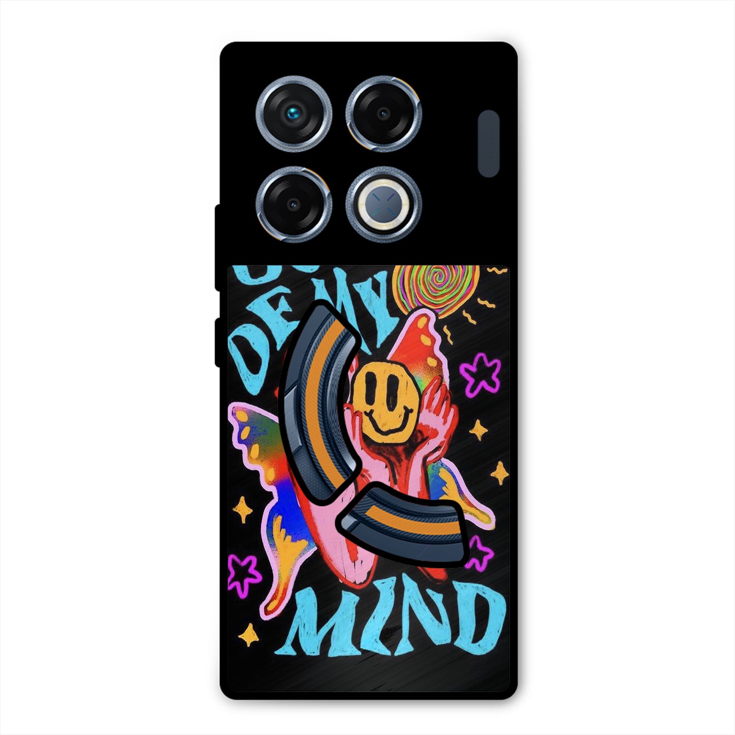 OUT OF MIND PSYCH FLORAL BLACK PREMIUM GLOSSY PHONECASE FOR INFINIX GT 20 PRO