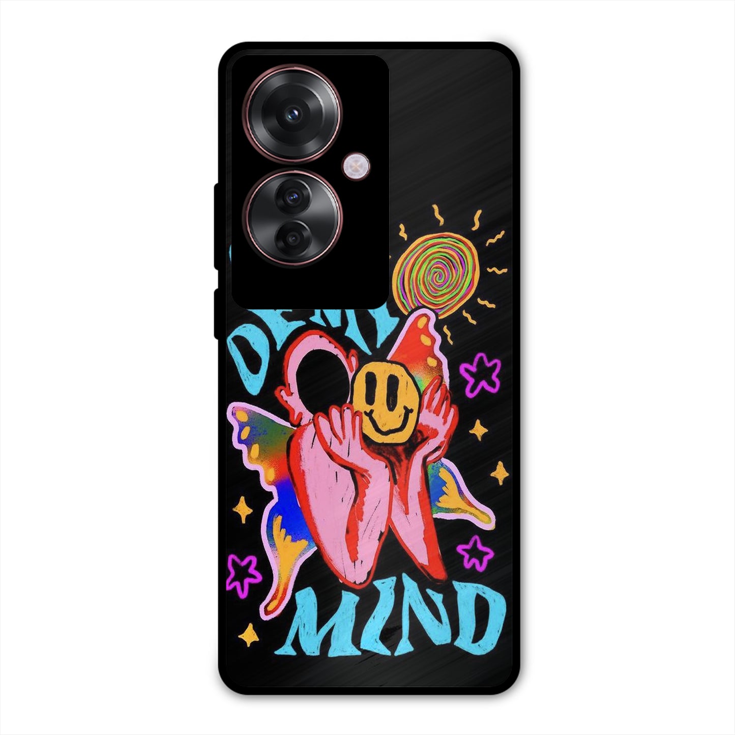 OUT OF MIND PSYCH FLORAL BLACK PREMIUM GLOSSY PHONECASE FOR OPPO F25 PRO