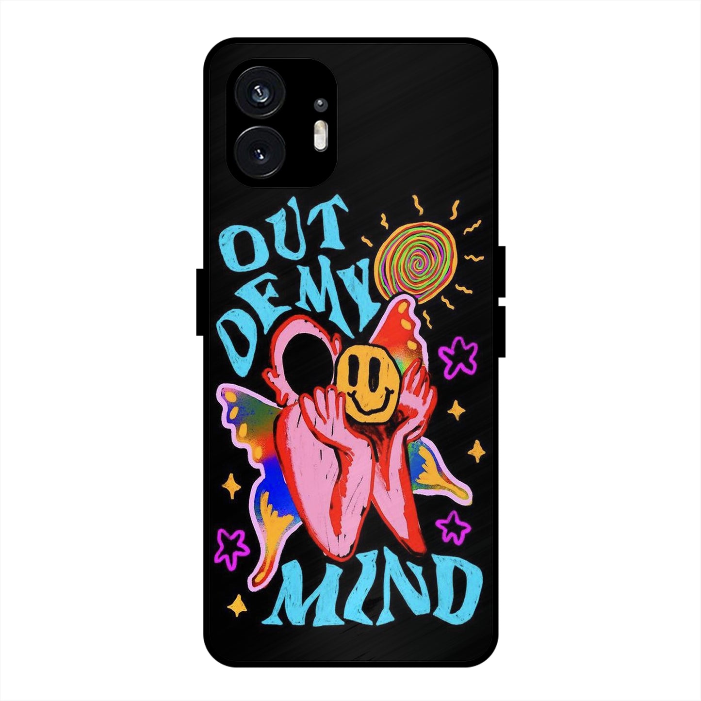 OUT OF MIND PSYCH FLORAL BLACK PREMIUM GLOSSY PHONECASE FOR NOTHING 2