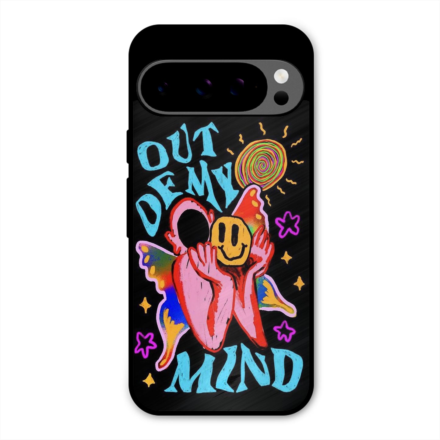 OUT OF MIND PSYCH FLORAL BLACK PREMIUM GLOSSY PHONECASE FOR PIXEL 9