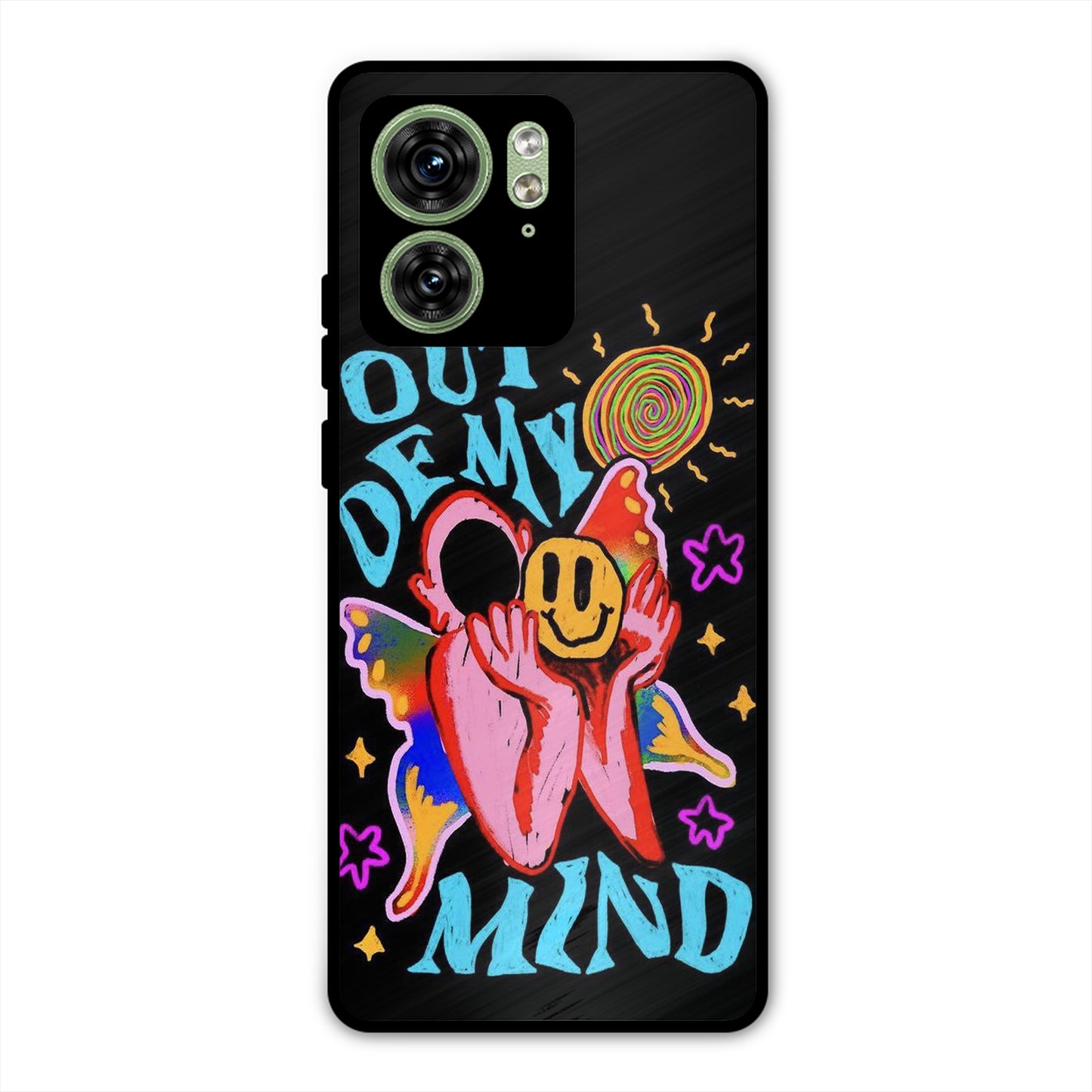 OUT OF MIND PSYCH FLORAL BLACK PREMIUM GLOSSY PHONECASE FOR MOTOROLA EDGE 40