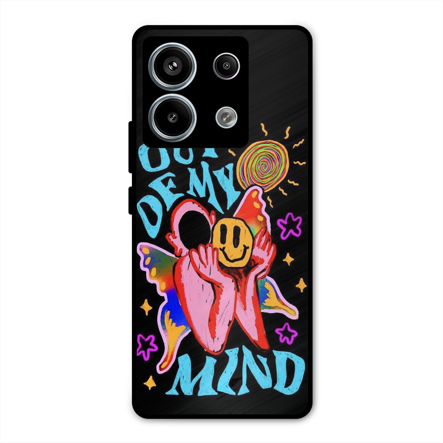 OUT OF MIND PSYCH FLORAL BLACK PREMIUM GLOSSY PHONECASE FOR REDMI NOTE 13 PRO