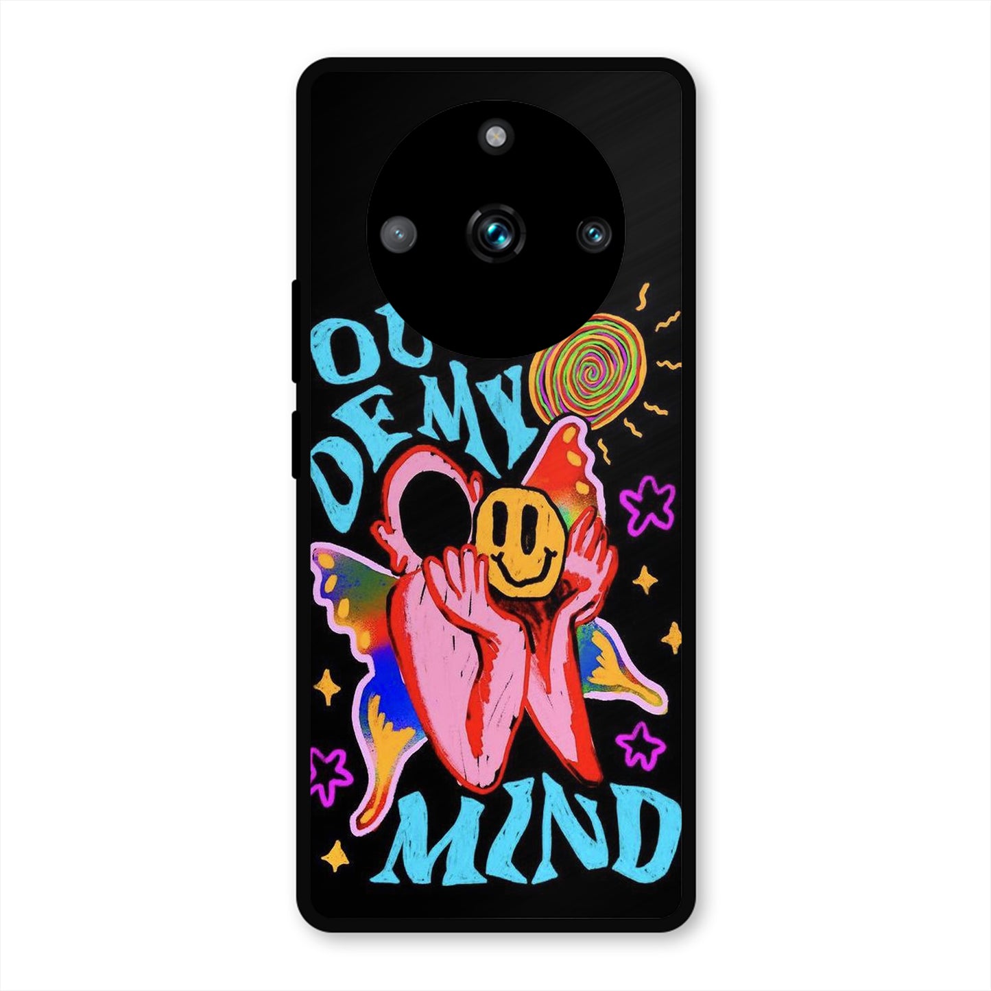 OUT OF MIND PSYCH FLORAL BLACK PREMIUM GLOSSY PHONECASE FOR REALME 11 PRO