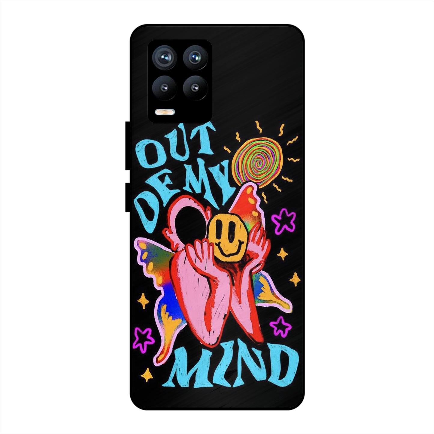 OUT OF MIND PSYCH FLORAL BLACK PREMIUM GLOSSY PHONECASE FOR REALME 8 4G