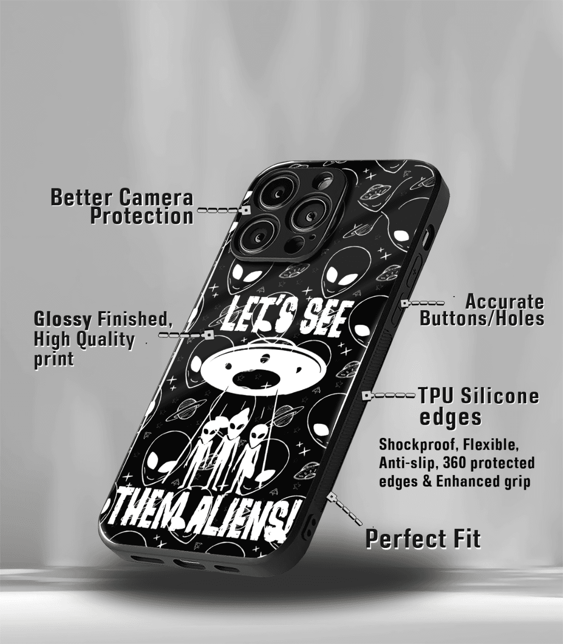 lets see them aliens psych trippy premium glossy case.