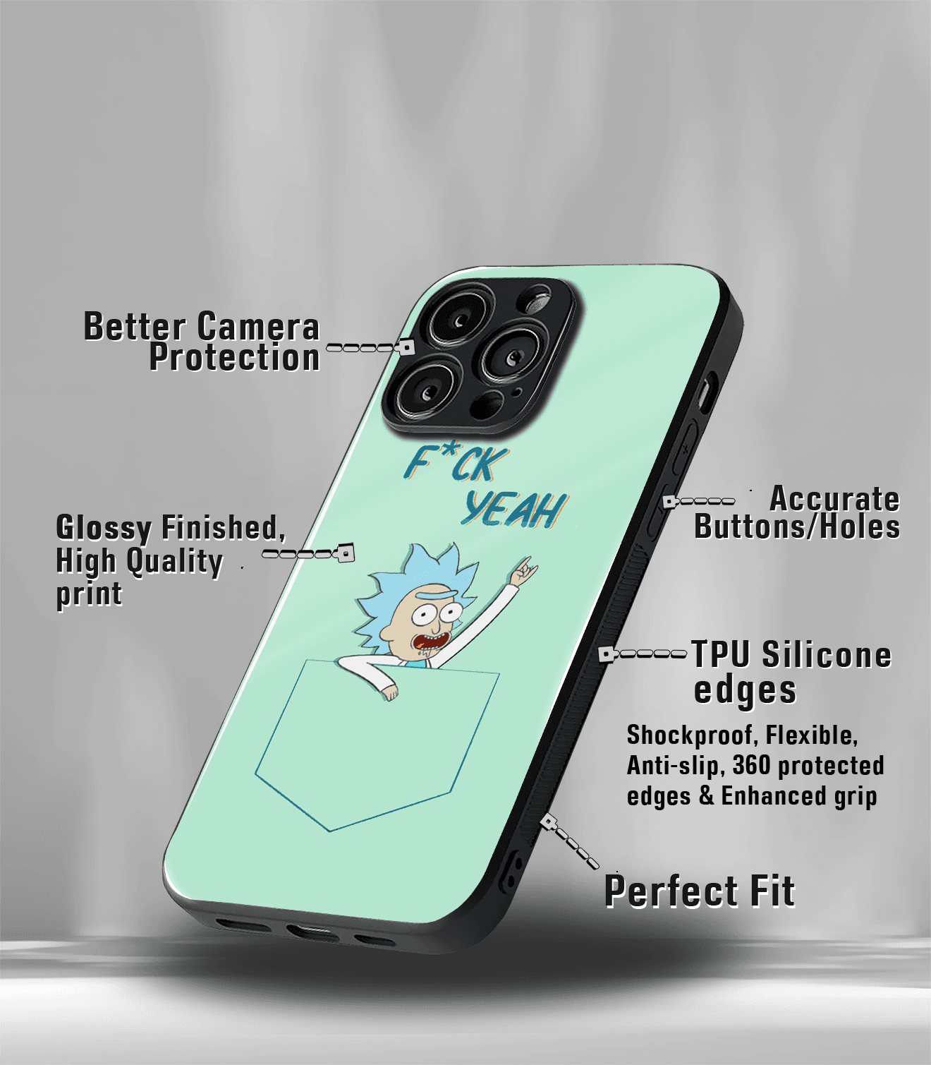 fuck yeah morty psych trippy premium glossy case.