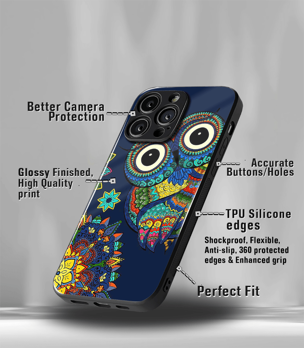 psych trippy owl premium glossy case.