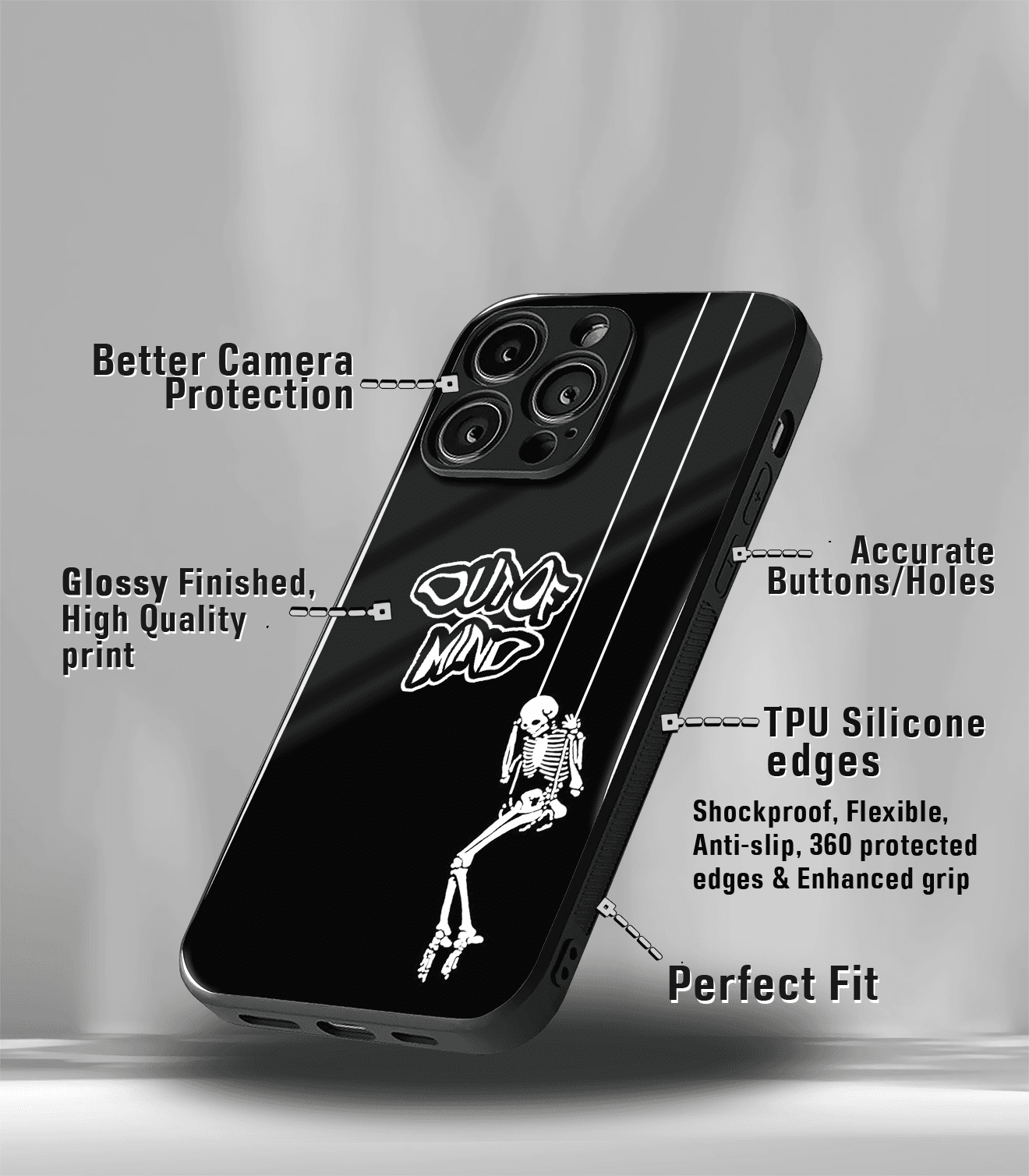 out of mind psych trippy premium glossy case.