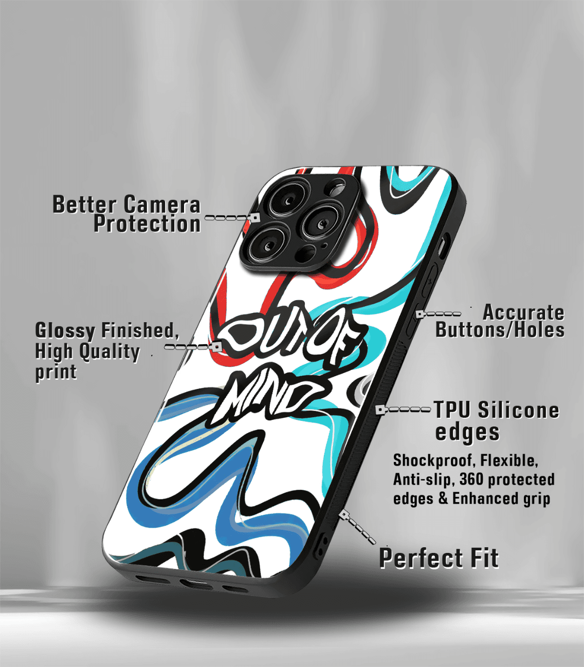 out of mind psych trippy premium glossy case.