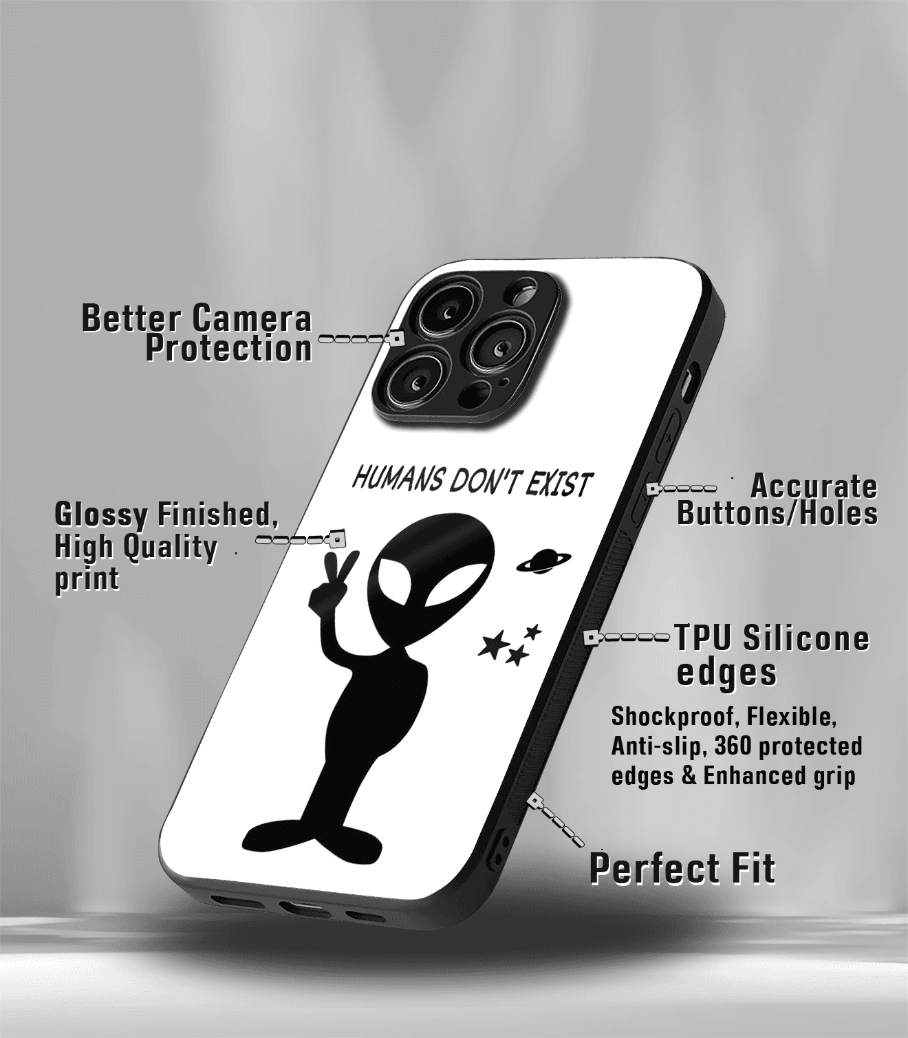 humans don't exist psych trippy premium glossy case
