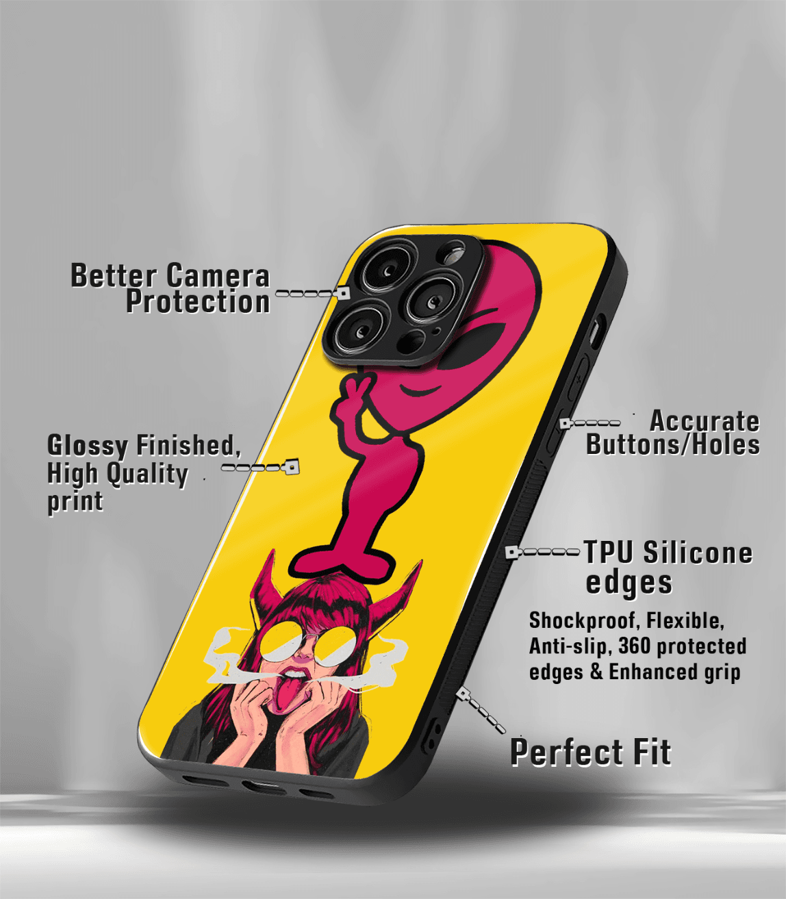 yellow alien psych trippy premium glossy case