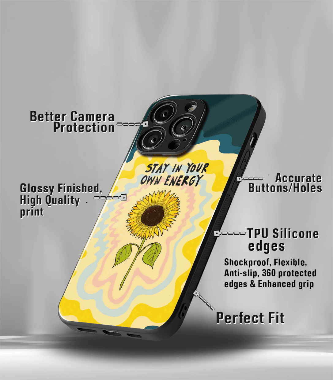 stay in your own energy psych trippy premium glossy case.
