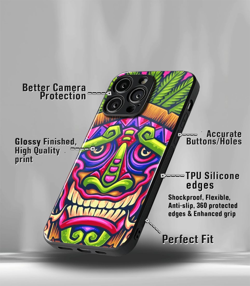 devil face psych trippy premium glossy case.