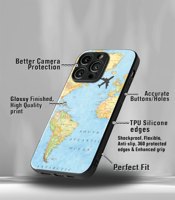 map premium glossy phone case