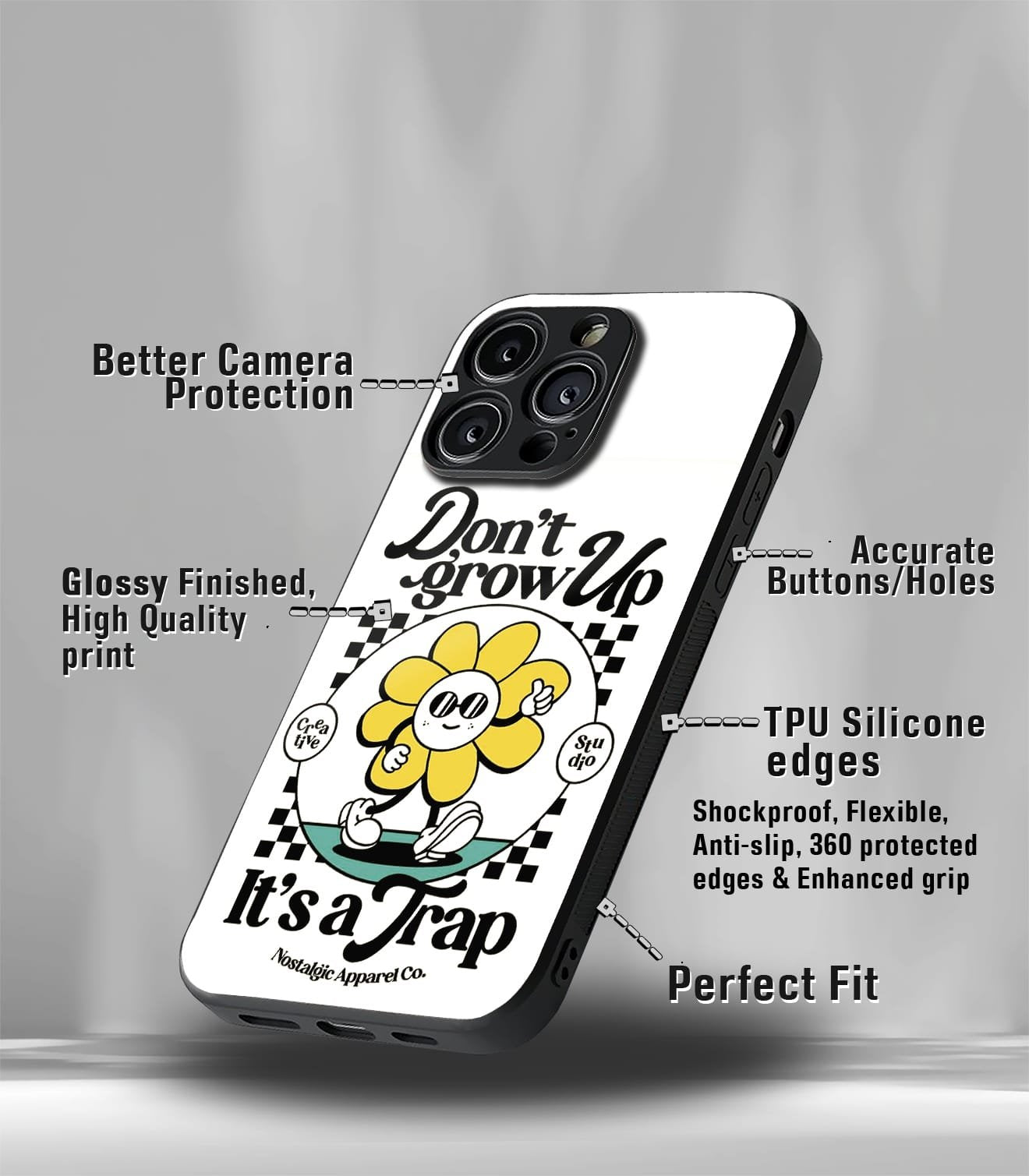 don't grow up premium glossy phone case